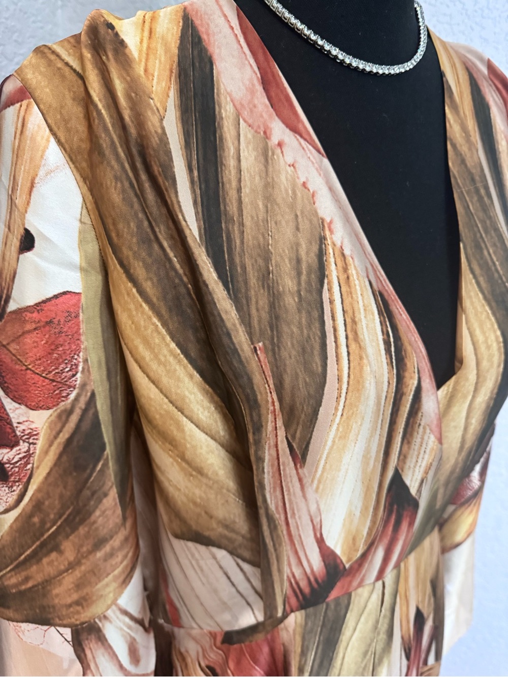 Mango Floral V-Neck Maxi Dress in Blush, Brown and Gold - Picture 5 of 12